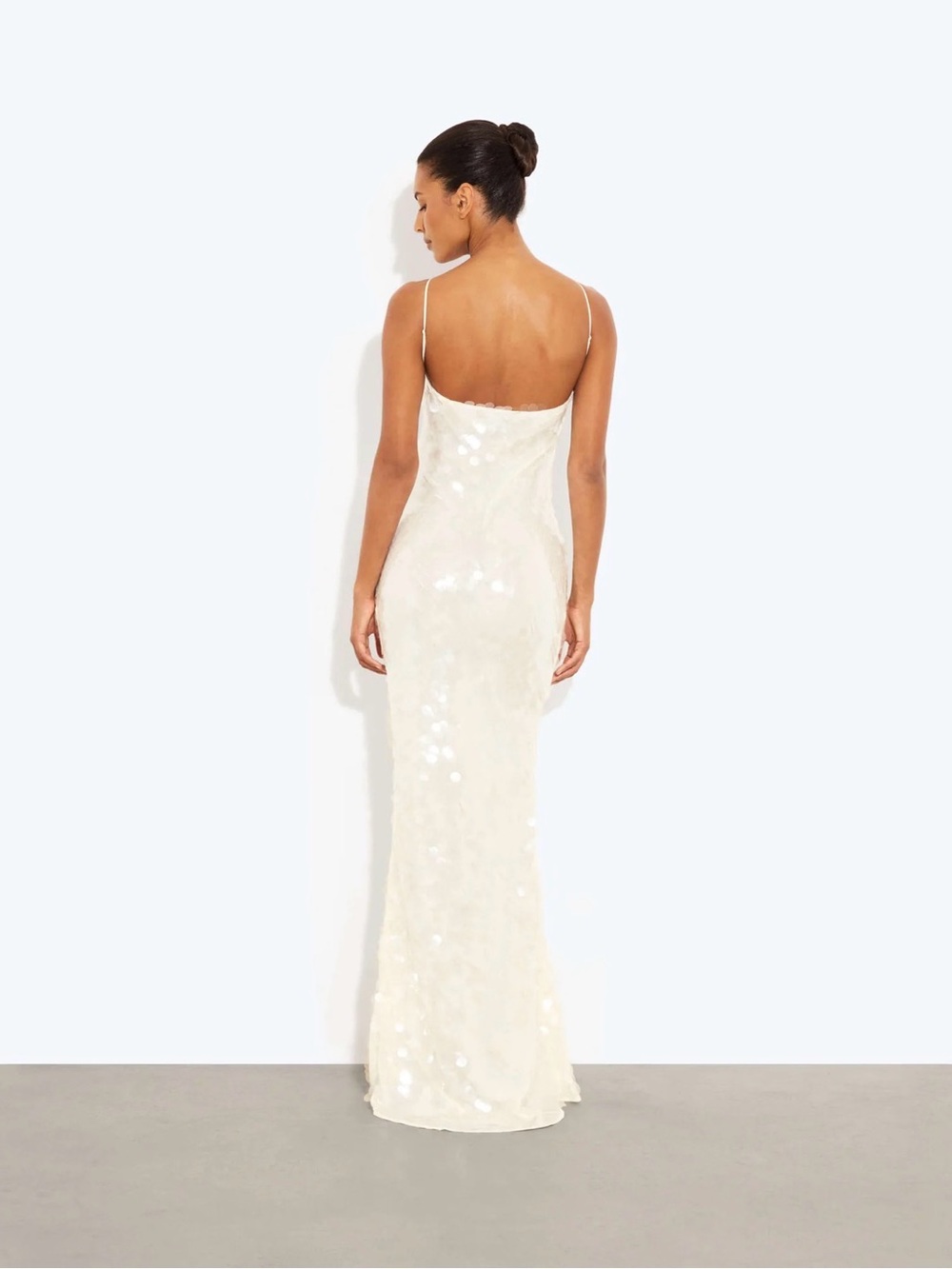 Rat & Boa Ivory Sequin Maxi Slip Dress with Crisscross Straps - Picture 2 of 3